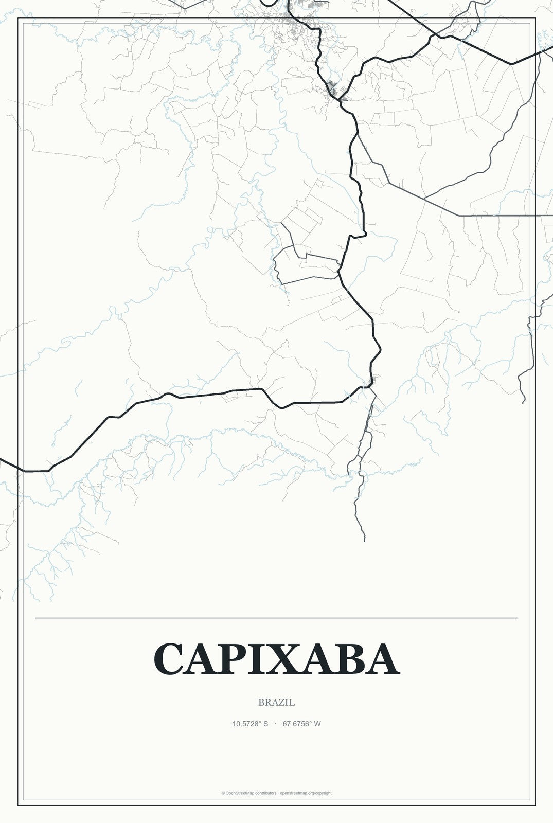 Capixaba, Brazil City Map Aluminum Sign in Gallery Air style