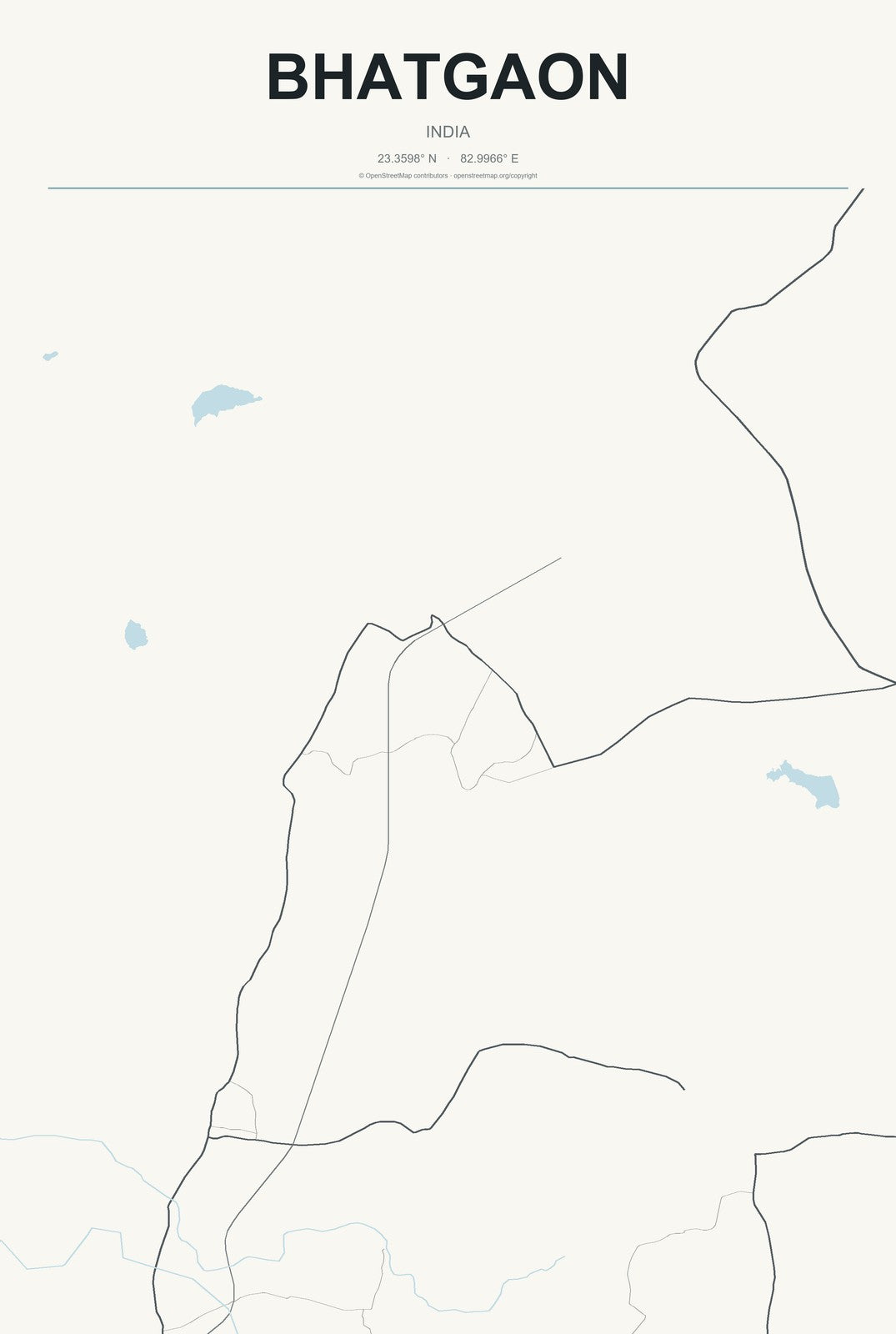 Bhatgaon, India City Map Aluminum Sign in Headline Atlas style