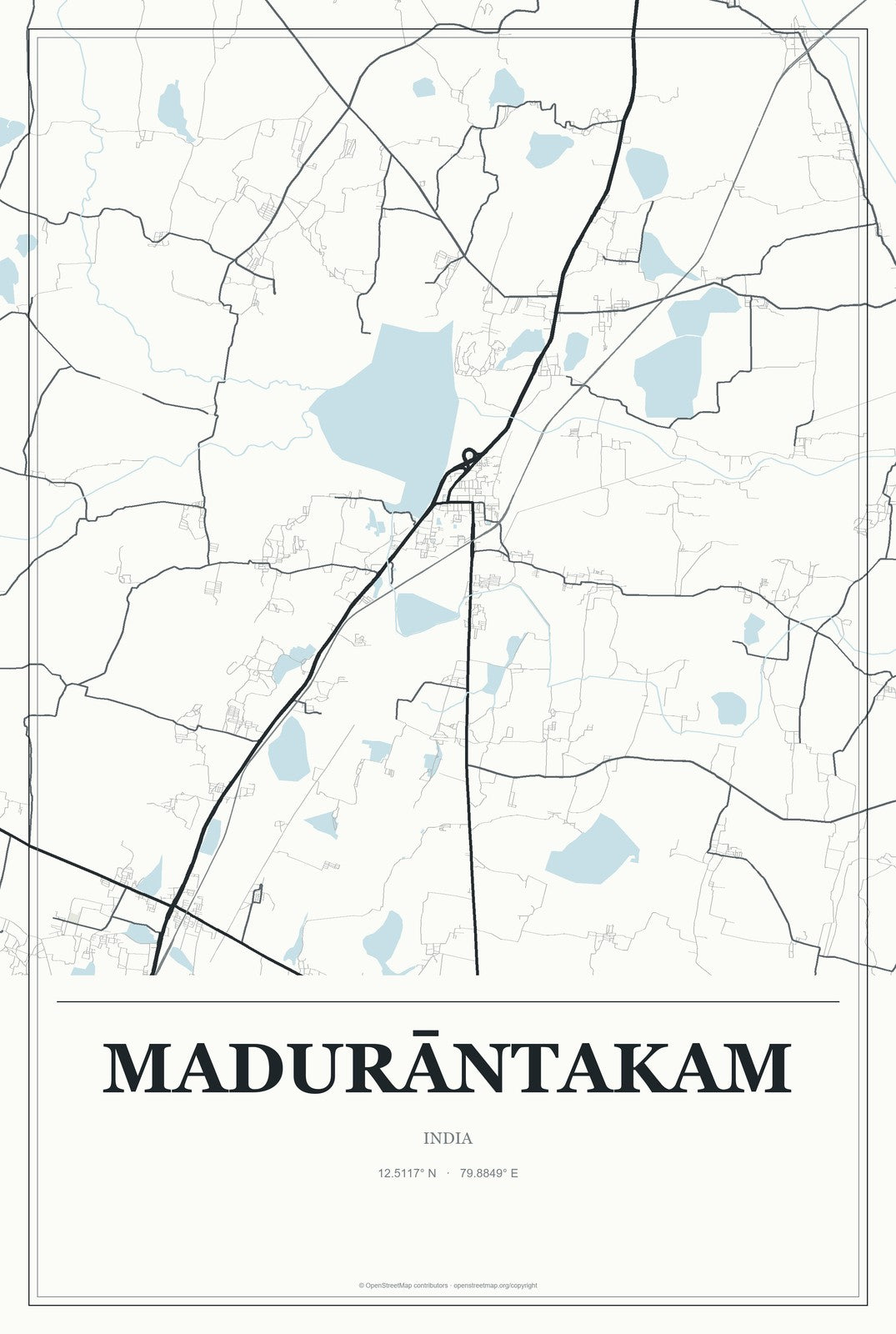 Madurāntakam, India City Map Aluminum Sign in Gallery Air style