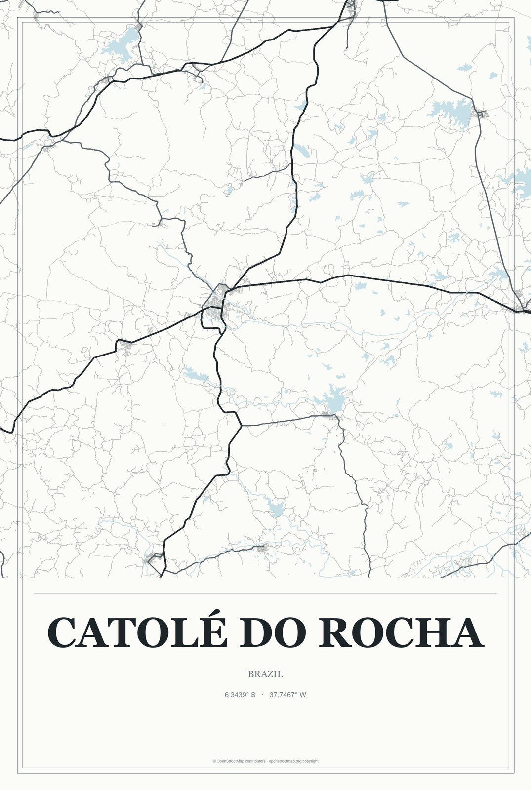 Catolé do Rocha, Brazil City Map Aluminum Sign in Gallery Air style