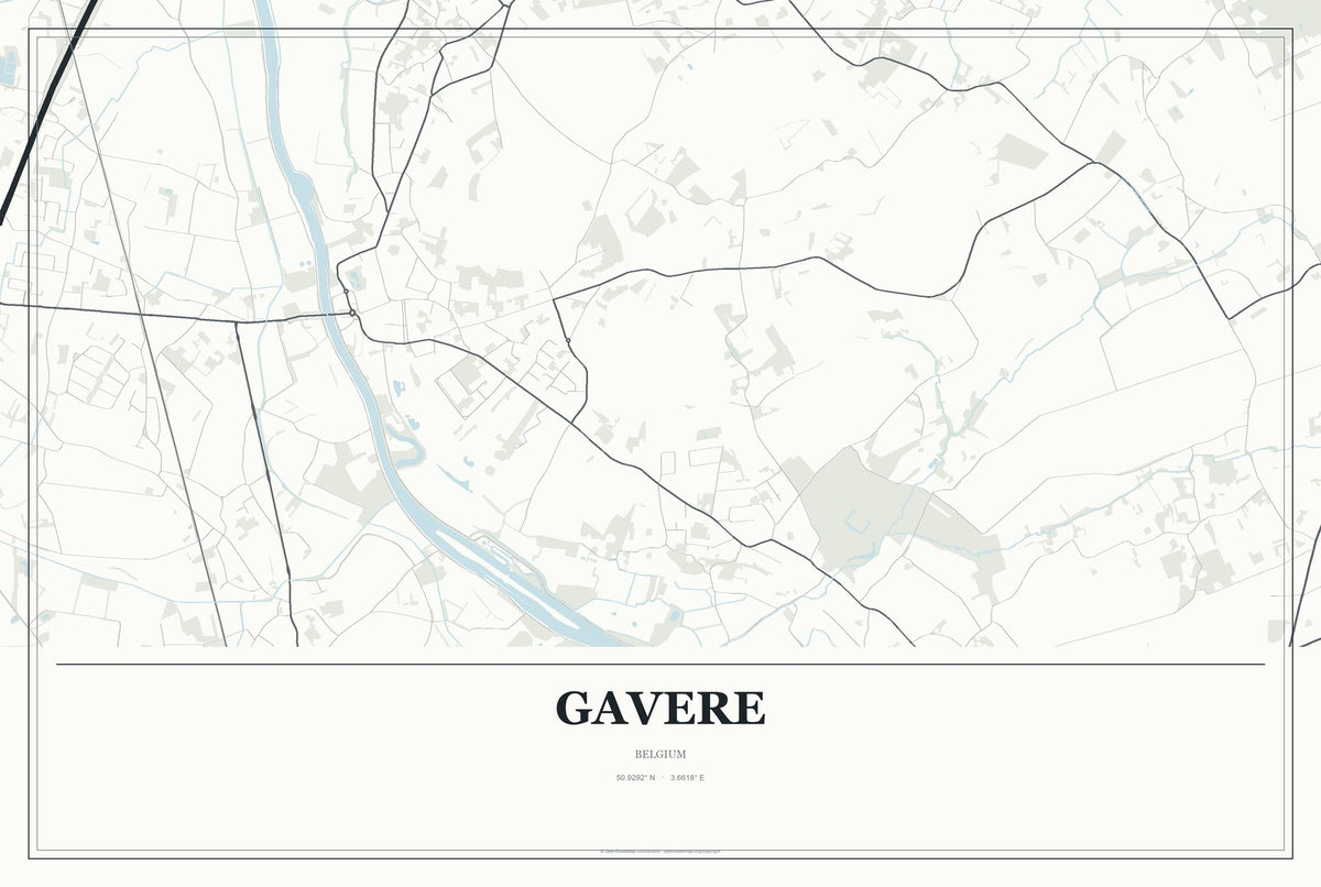 Gavere, Belgium City Map Aluminum Sign in Gallery Air style