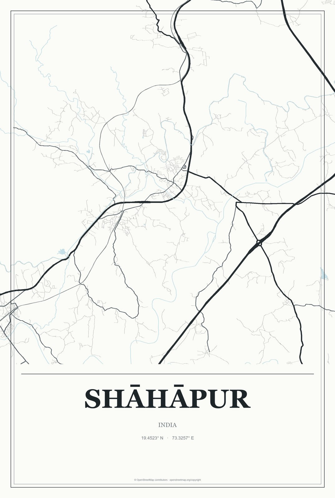 Shāhāpur, India City Map Aluminum Sign in Gallery Air style