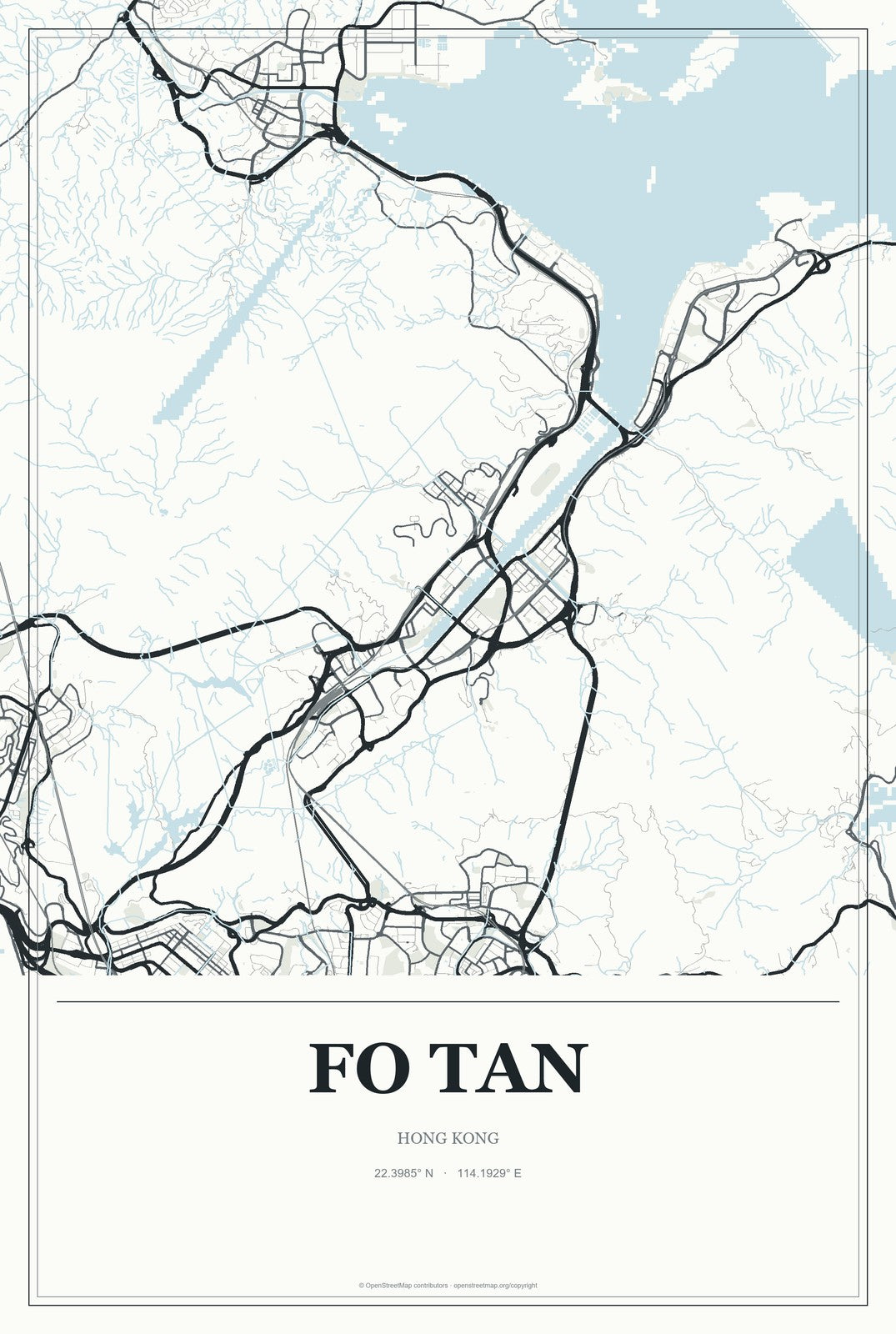 Fo Tan, Hong Kong City Map Aluminum Sign in Gallery Air style