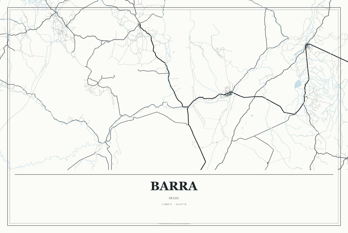 Barra, Brazil City Map Aluminum Sign in Gallery Air style