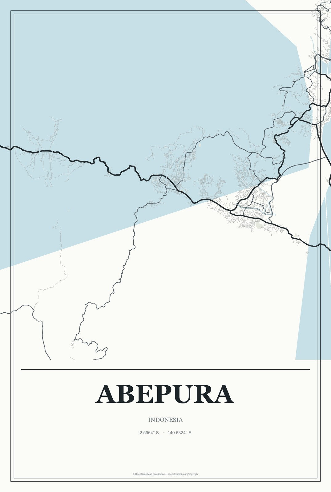 Abepura, Indonesia City Map Aluminum Sign in Gallery Air style