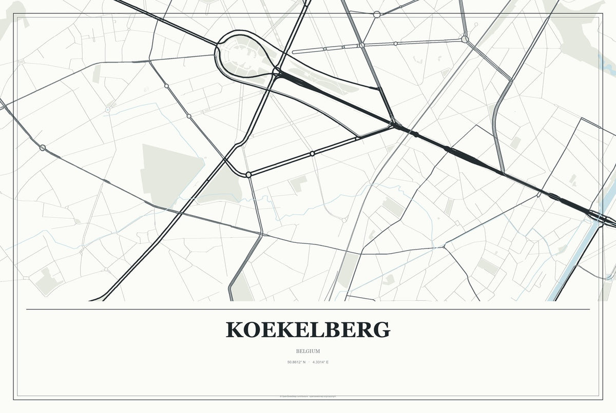 Koekelberg, Belgium City Map Aluminum Sign in Gallery Air style
