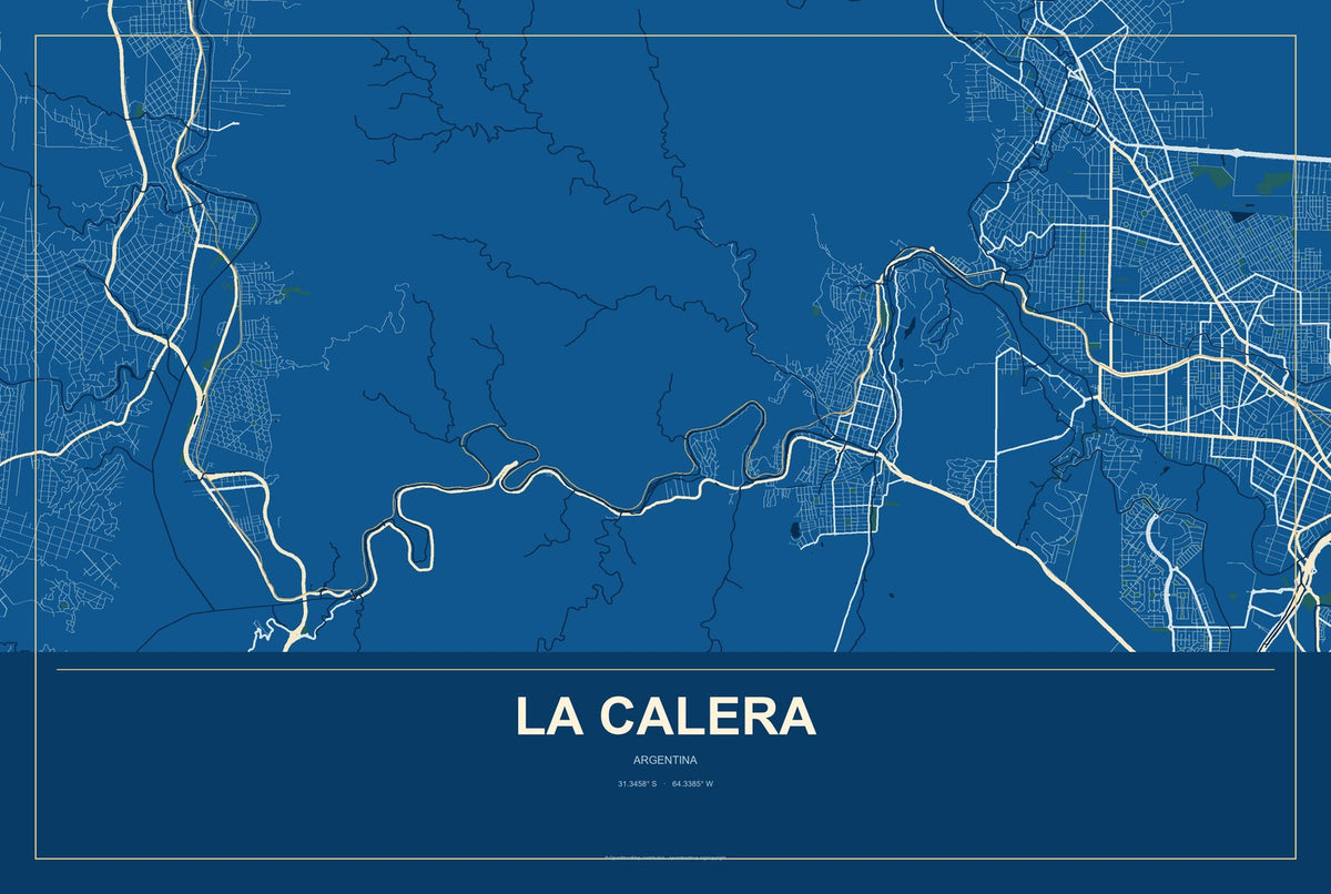 La Calera, Argentina City Map Aluminum Sign in Harbor Cobalt style