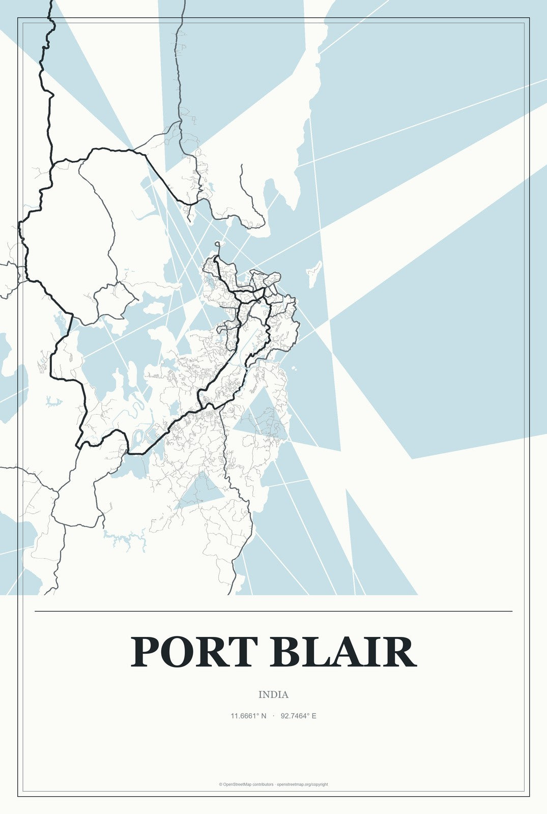 Port Blair, India City Map Aluminum Sign in Gallery Air style