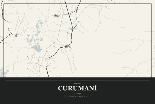 Curumaní, Colombia City Map Aluminum Sign in Museum Plaque style