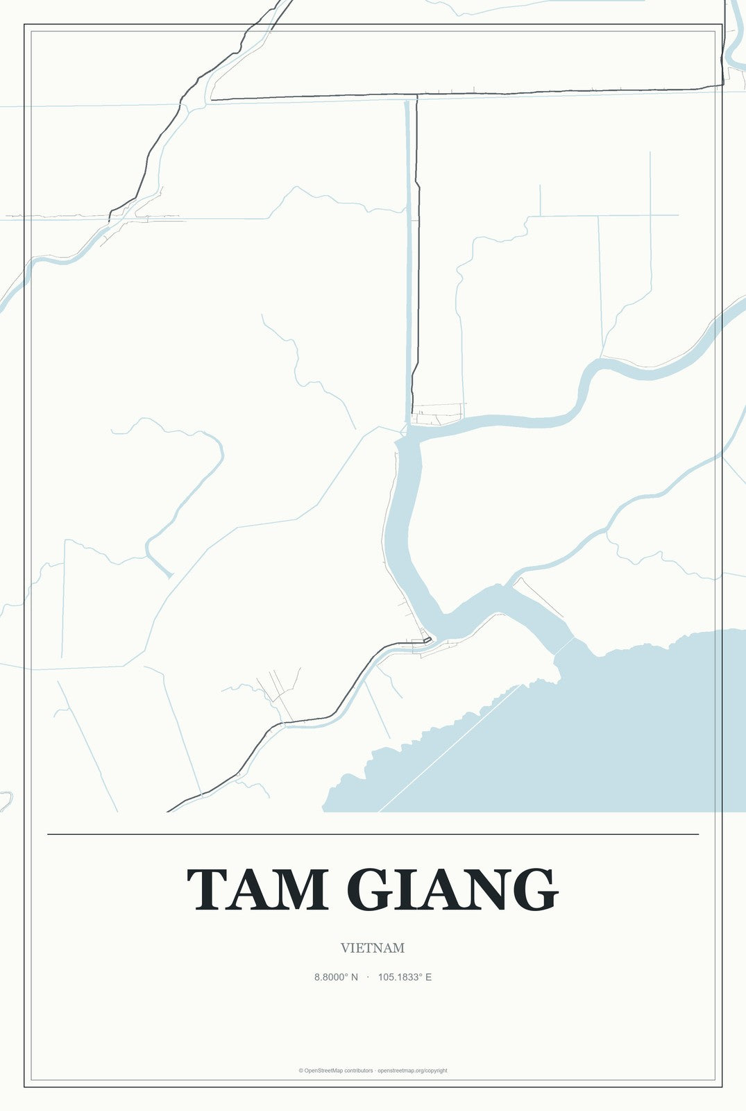 Tam Giang, Vietnam City Map Aluminum Sign in Gallery Air style
