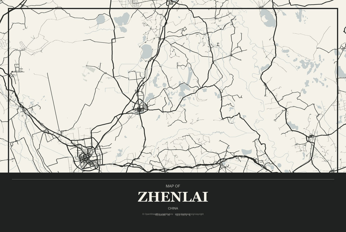 Zhenlai, China City Map Aluminum Sign in Museum Plaque style