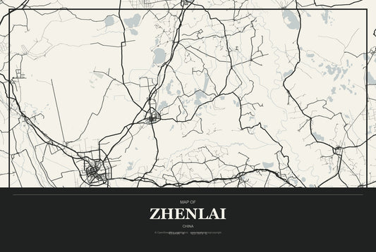 Zhenlai, China City Map Aluminum Sign in Museum Plaque style