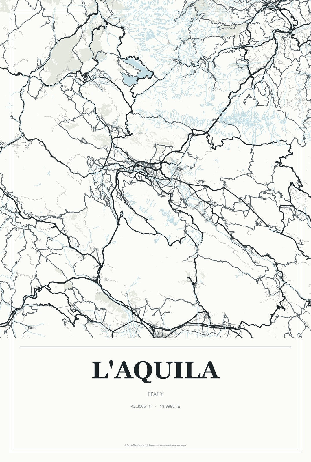 L'Aquila, Italy City Map Aluminum Sign in Gallery Air style