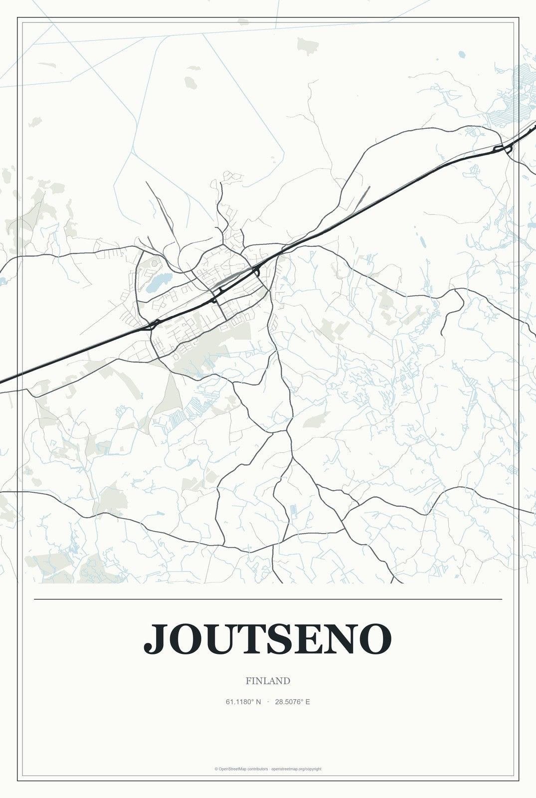 Joutseno, Finland City Map Aluminum Sign in Gallery Air style
