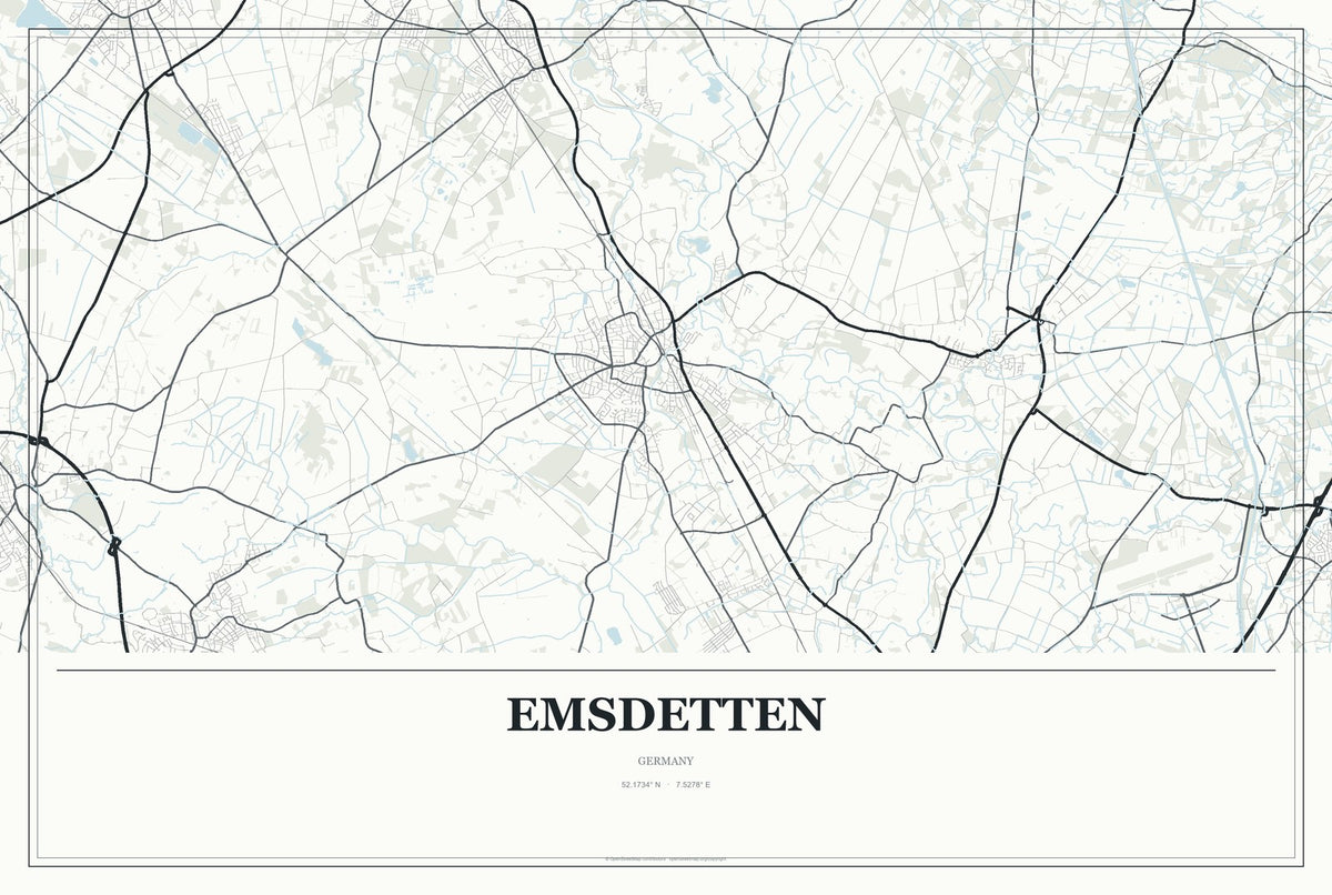Emsdetten, Germany City Map Aluminum Sign in Gallery Air style