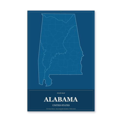 Alabama map in Harbor Cobalt style