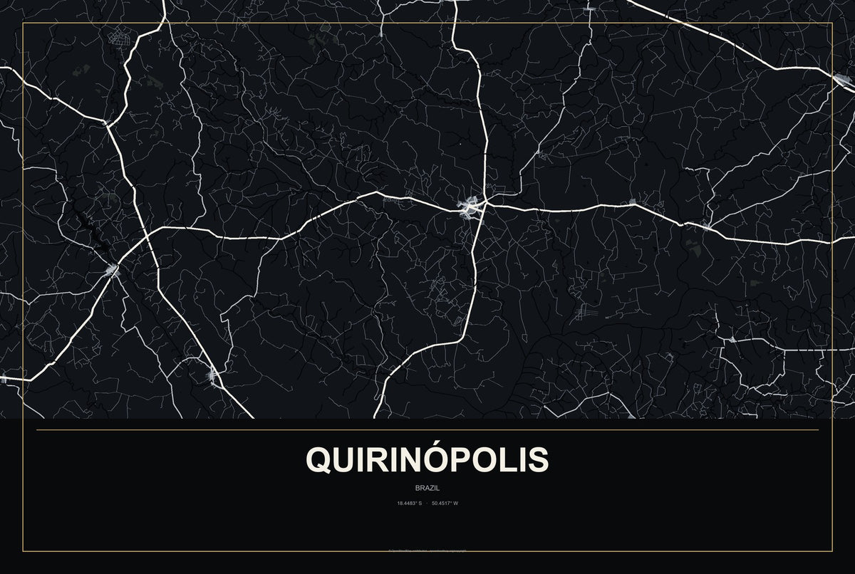 Quirinópolis, Brazil City Map Aluminum Sign in Metropolitan Noir style