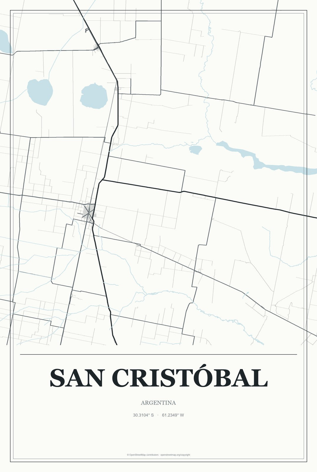 San Cristóbal, Argentina City Map Aluminum Sign in Gallery Air style