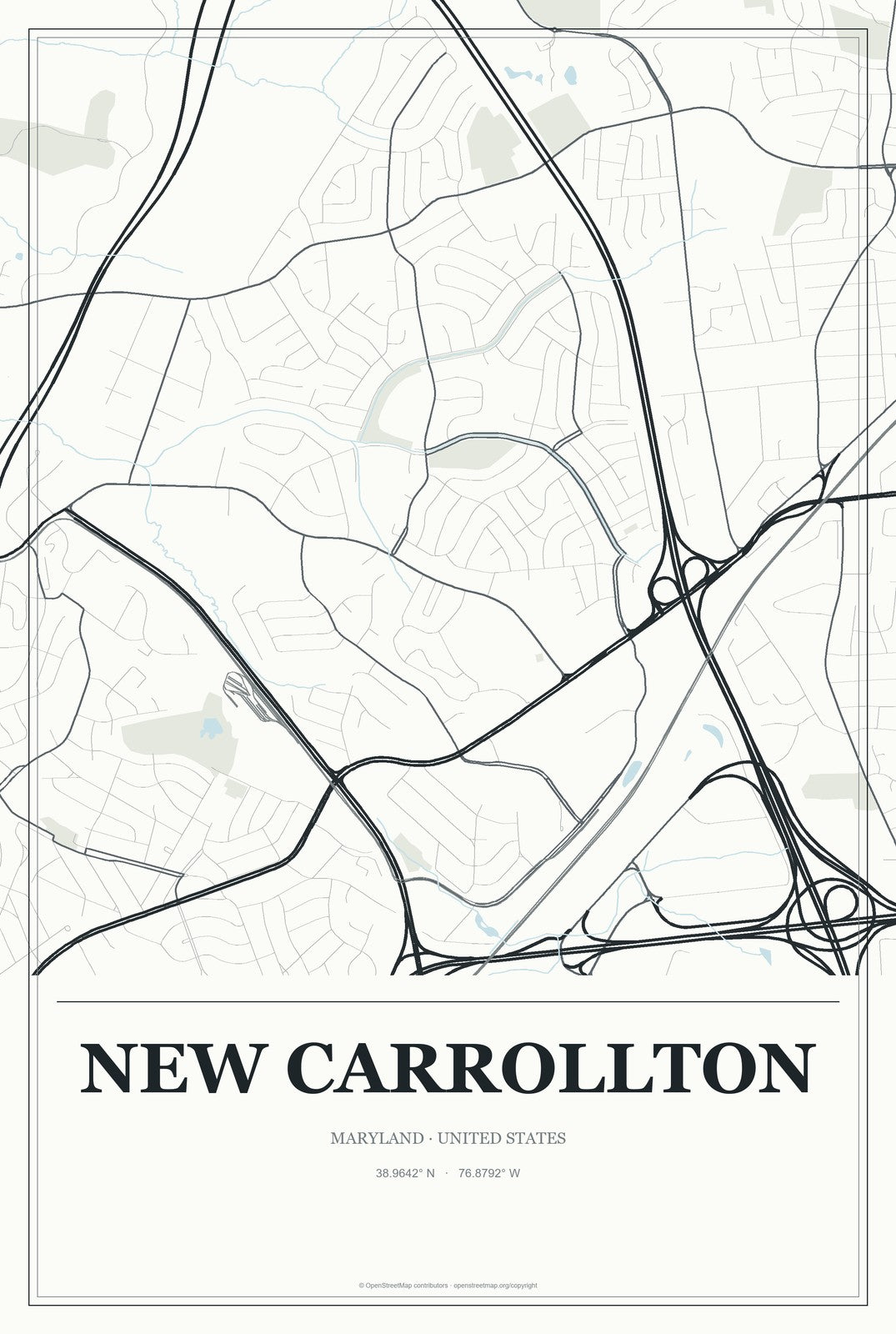 New Carrollton, Maryland City Map Aluminum Sign in Gallery Air style