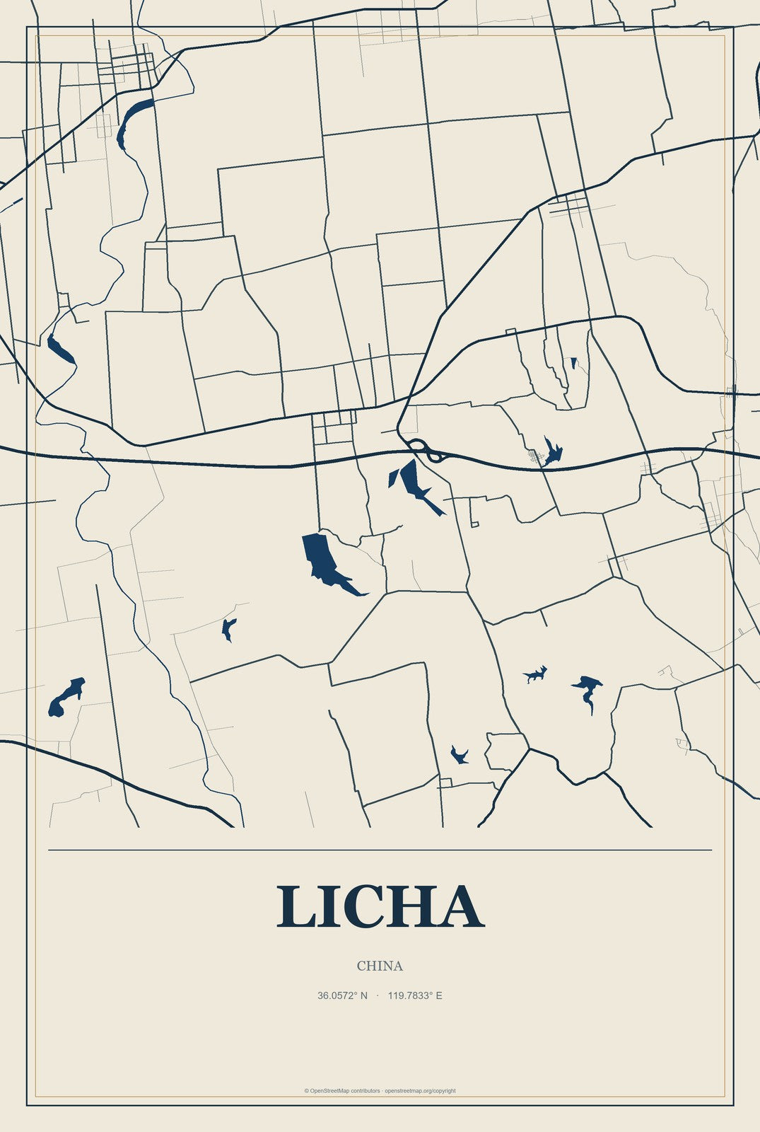 Licha, China City Map Aluminum Sign in Coastal Cutout style