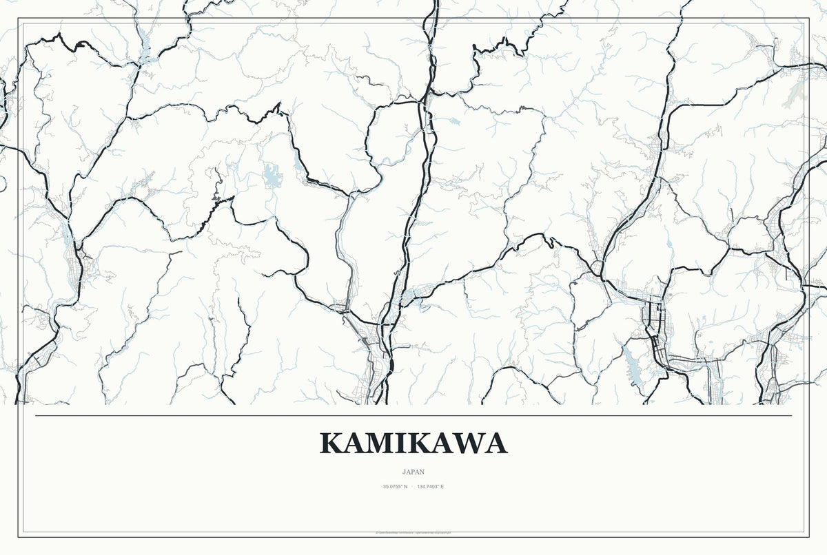 Kamikawa, Japan City Map Aluminum Sign in Gallery Air style