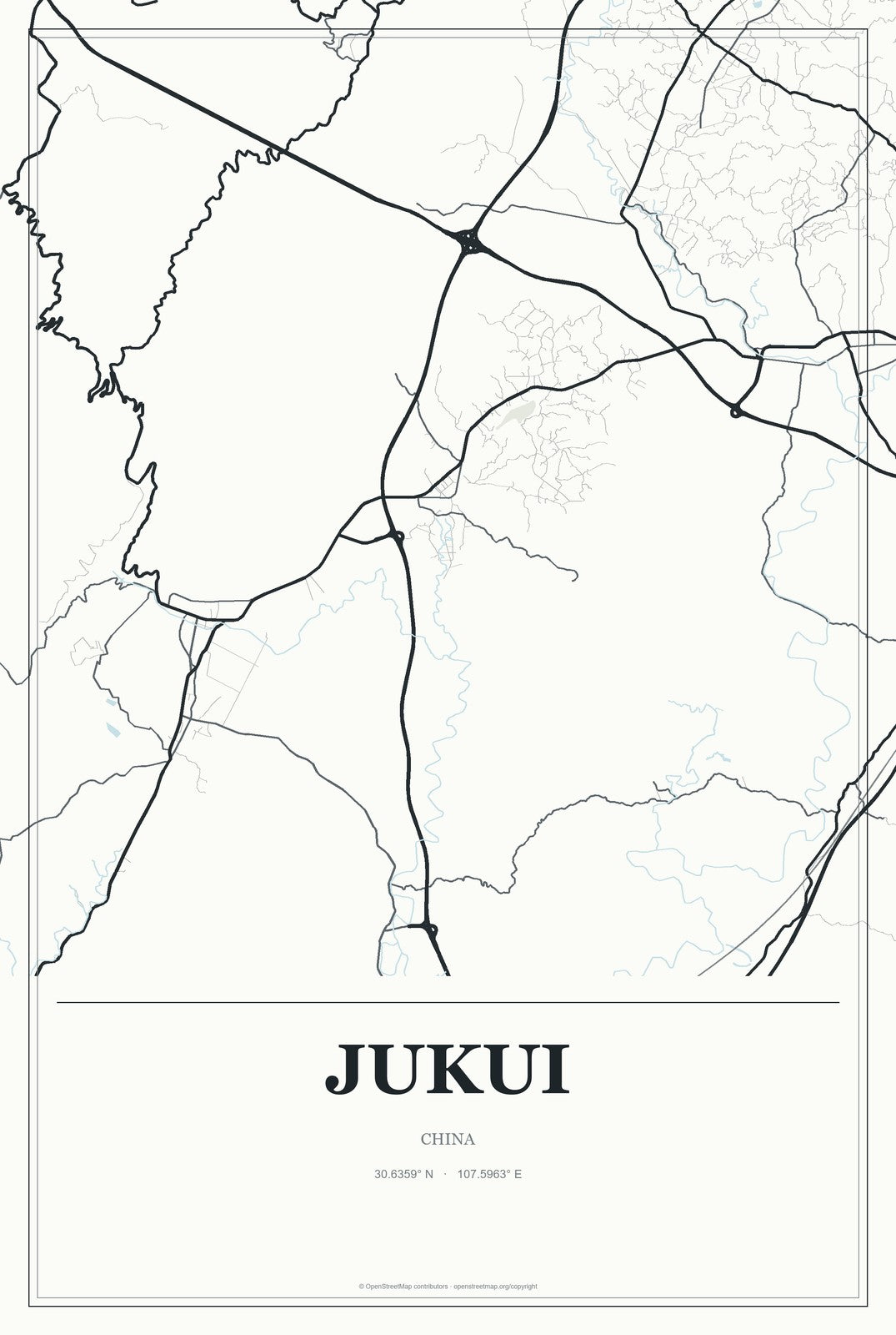 Jukui, China City Map Aluminum Sign in Gallery Air style