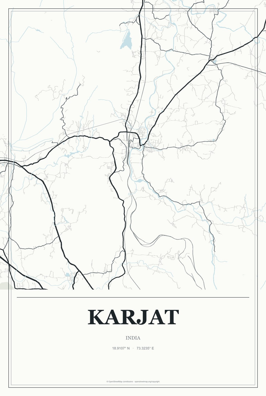 Karjat, India City Map Aluminum Sign in Gallery Air style