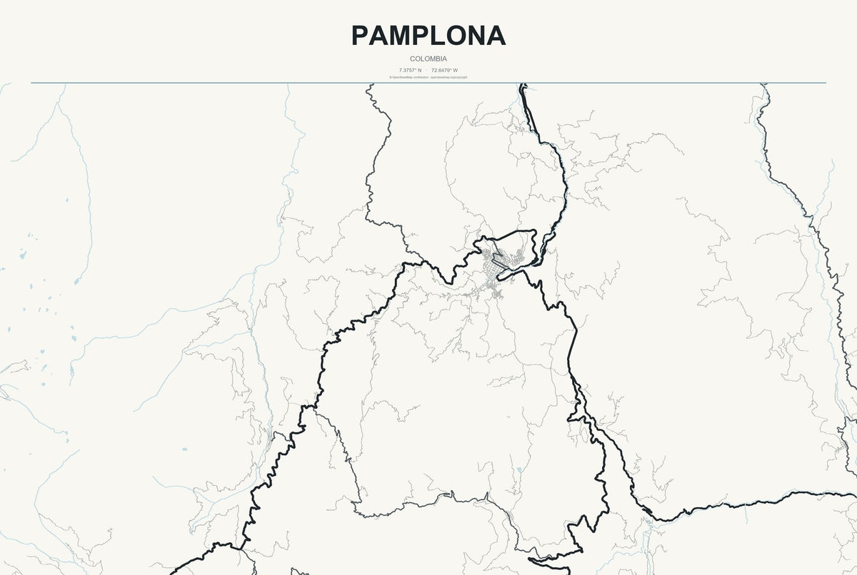 Pamplona, Colombia City Map Aluminum Sign in Headline Atlas style