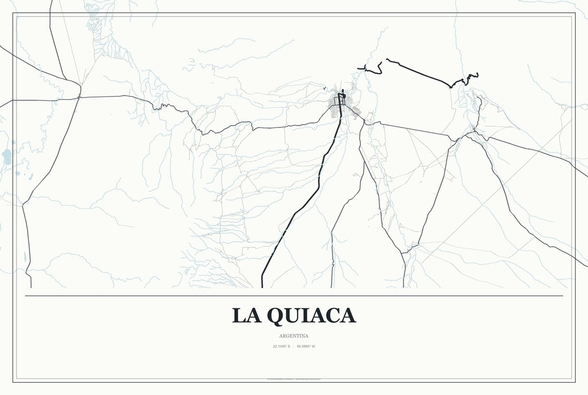 La Quiaca, Argentina City Map Aluminum Sign in Gallery Air style