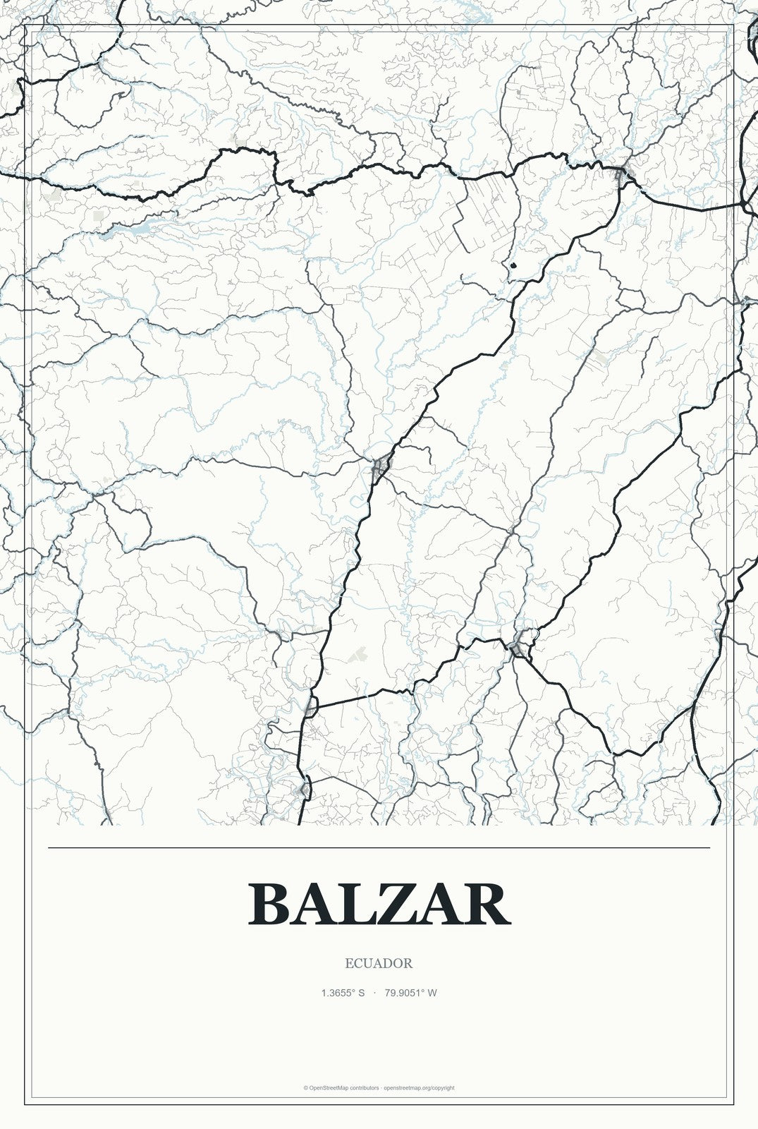 Balzar, Ecuador City Map Aluminum Sign in Gallery Air style