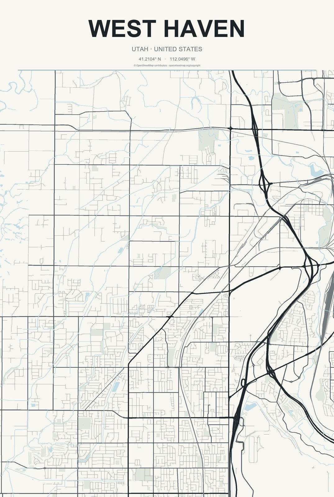 West Haven, Utah City Map Aluminum Sign in Headline Atlas style