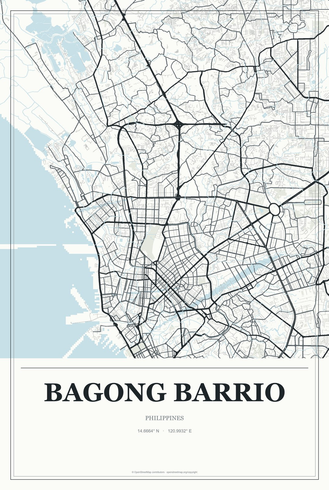 Bagong Barrio, Philippines City Map Aluminum Sign in Gallery Air style