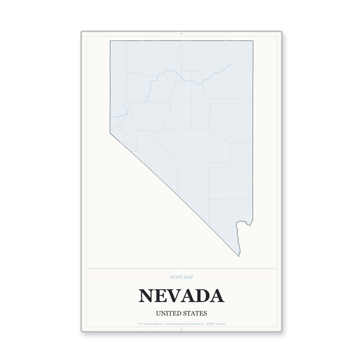 Nevada state map aluminum sign in Gallery Air style