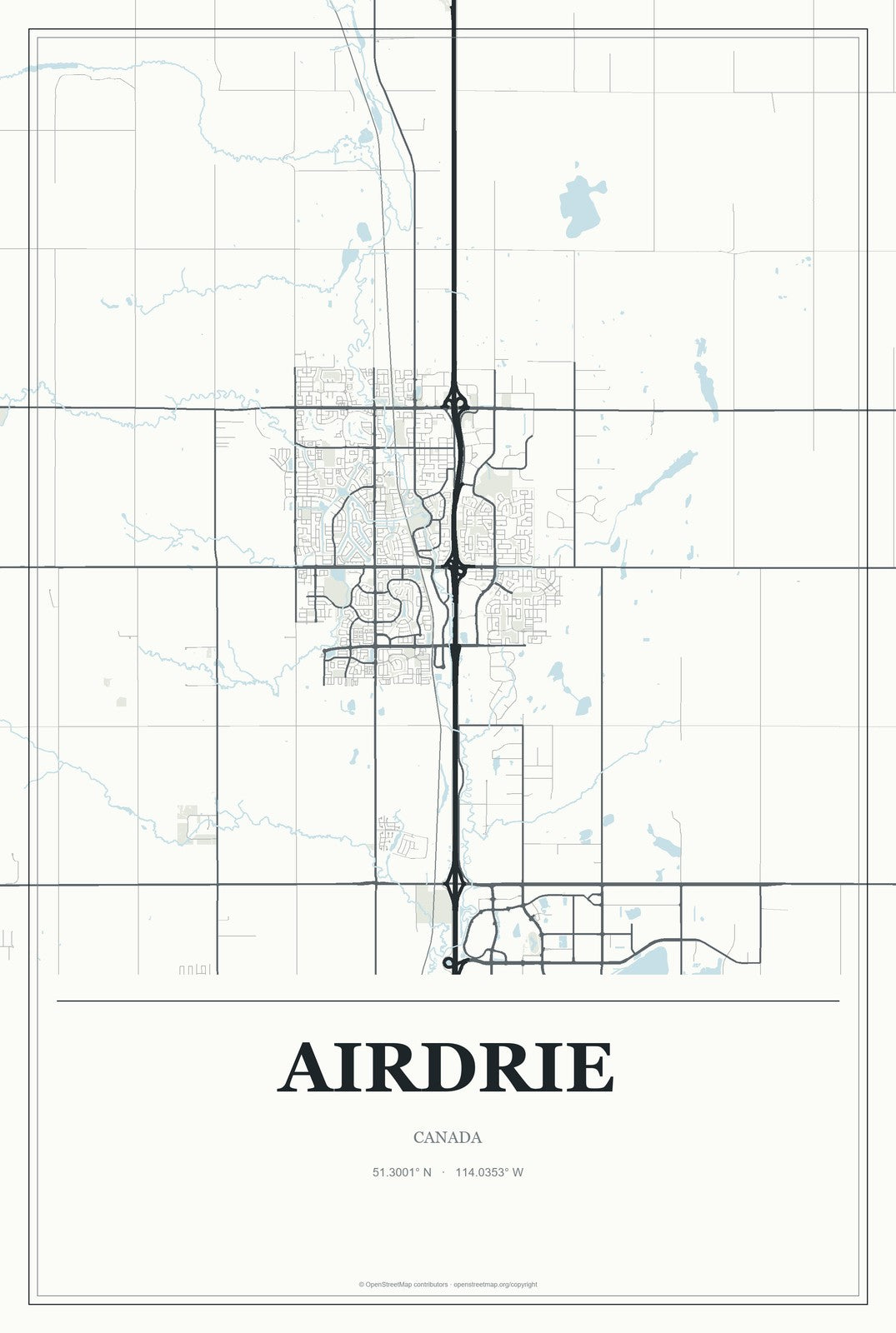 Airdrie, Canada City Map Aluminum Sign in Gallery Air style