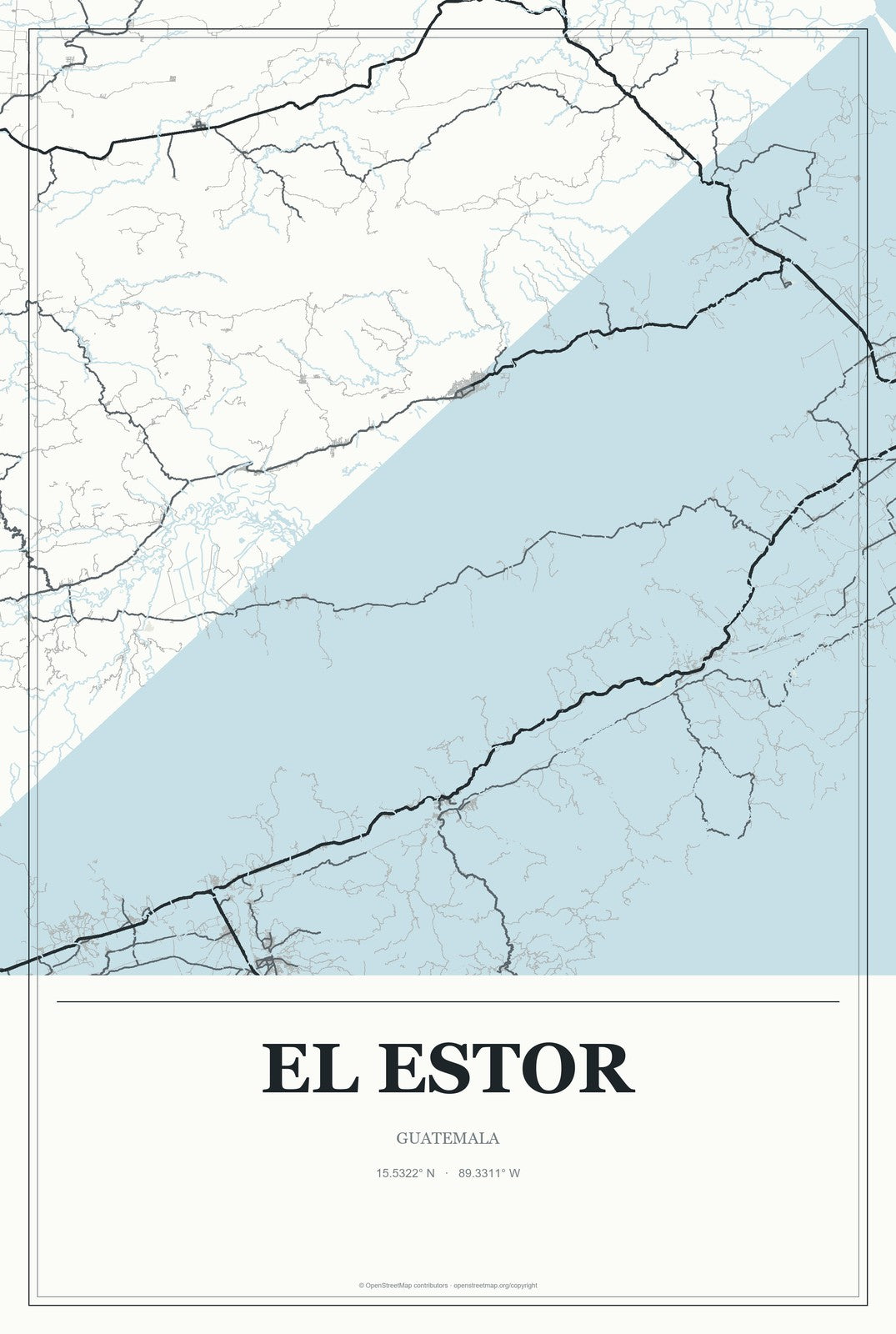 El Estor, Guatemala City Map Aluminum Sign in Gallery Air style