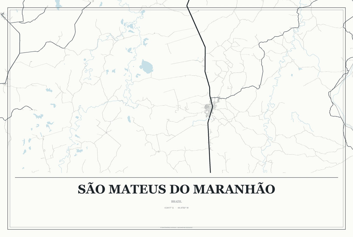 São Mateus do Maranhão, Brazil City Map Aluminum Sign in Gallery Air style