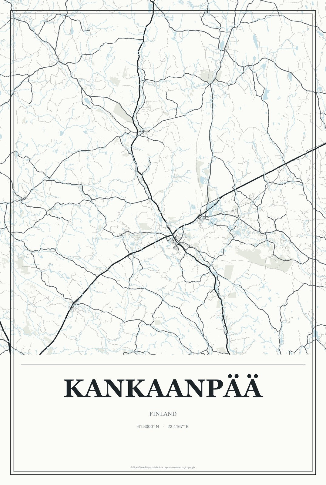 Kankaanpää, Finland City Map Aluminum Sign in Gallery Air style