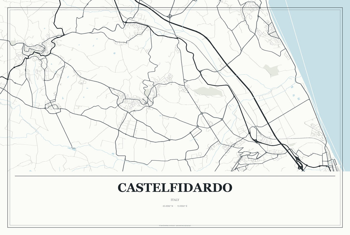 Castelfidardo, Italy City Map Aluminum Sign in Gallery Air style