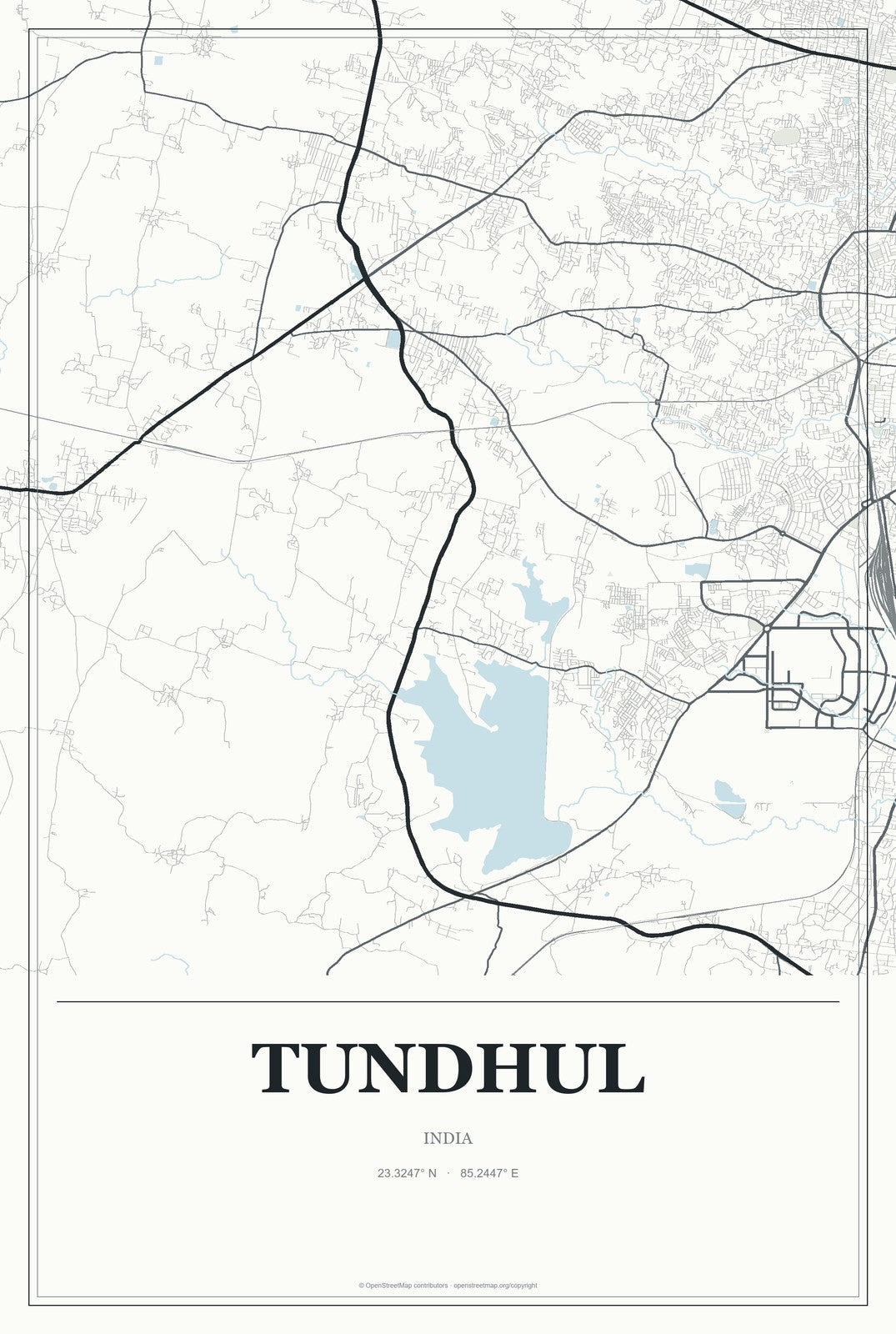 Tundhul, India City Map Aluminum Sign in Gallery Air style