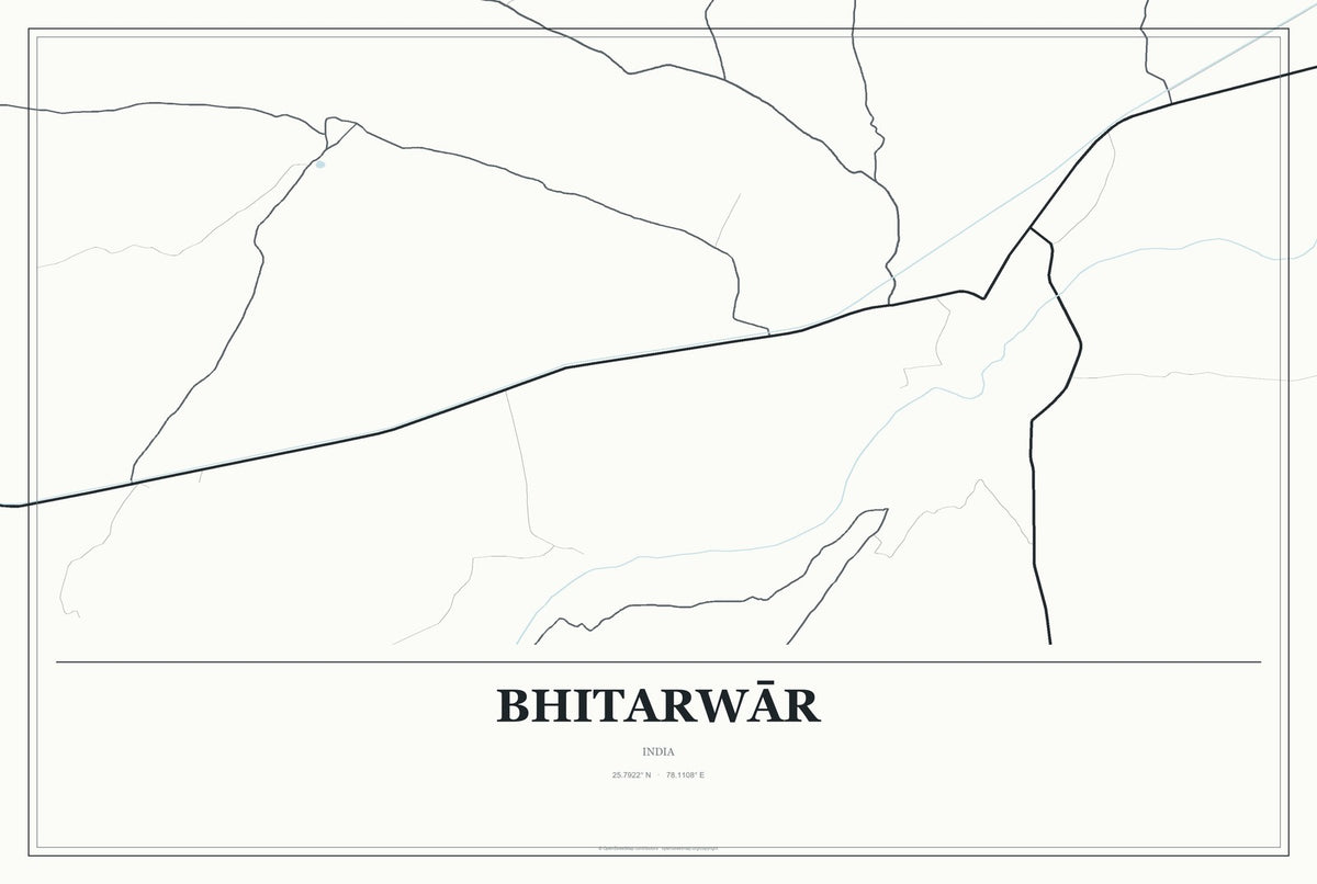 Bhitarwār, India City Map Aluminum Sign in Gallery Air style