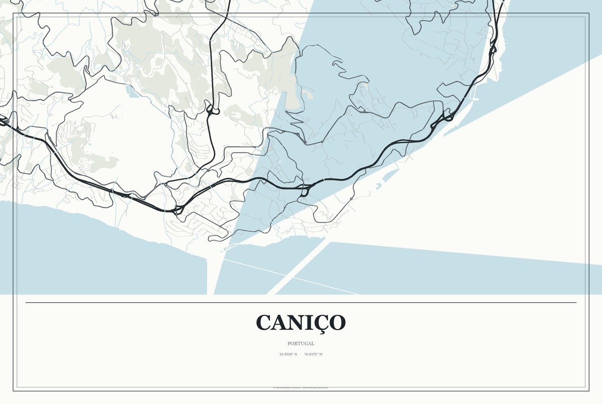 Caniço, Portugal City Map Aluminum Sign in Gallery Air style