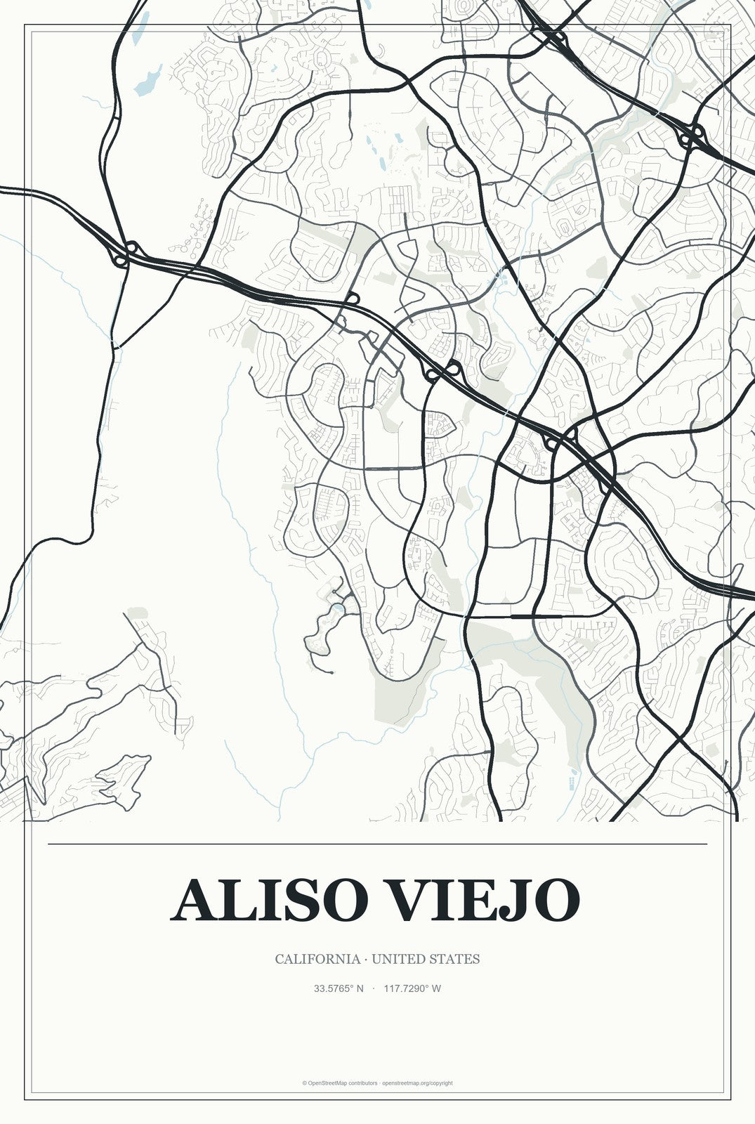 Aliso Viejo, California City Map Aluminum Sign in Gallery Air style