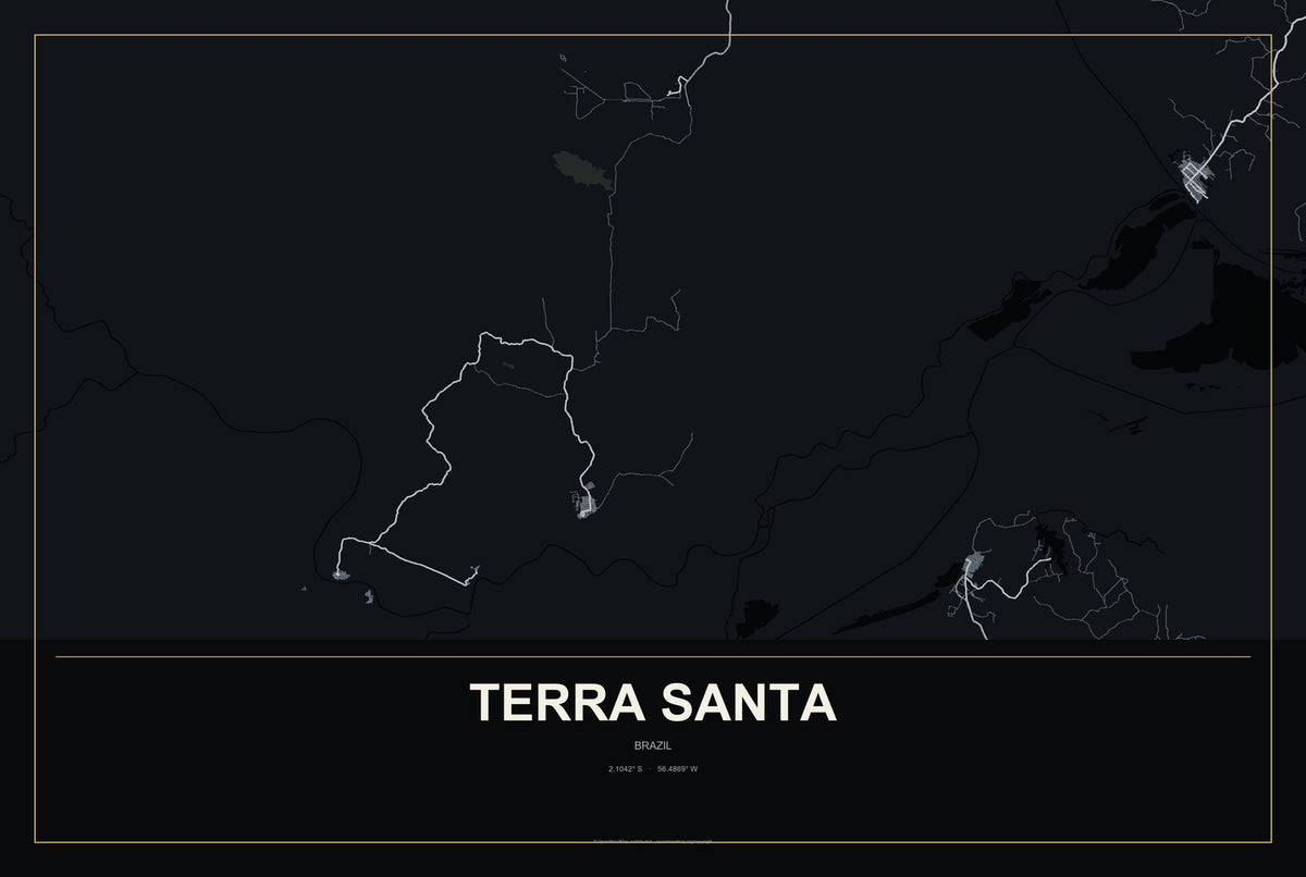 Terra Santa, Brazil City Map Aluminum Sign in Metropolitan Noir style