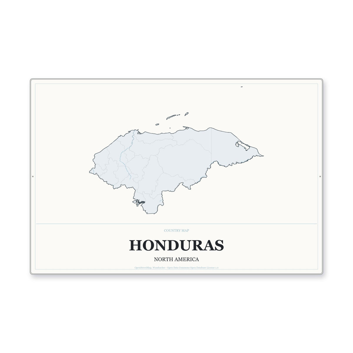 Honduras Country Map Aluminum Sign in Gallery Air style