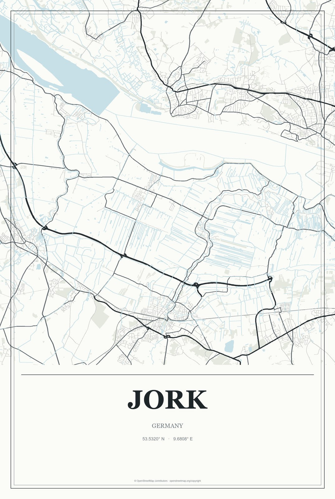 Jork, Germany City Map Aluminum Sign in Gallery Air style