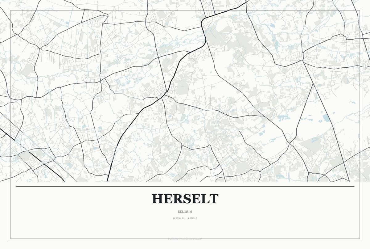 Herselt, Belgium City Map Aluminum Sign in Gallery Air style