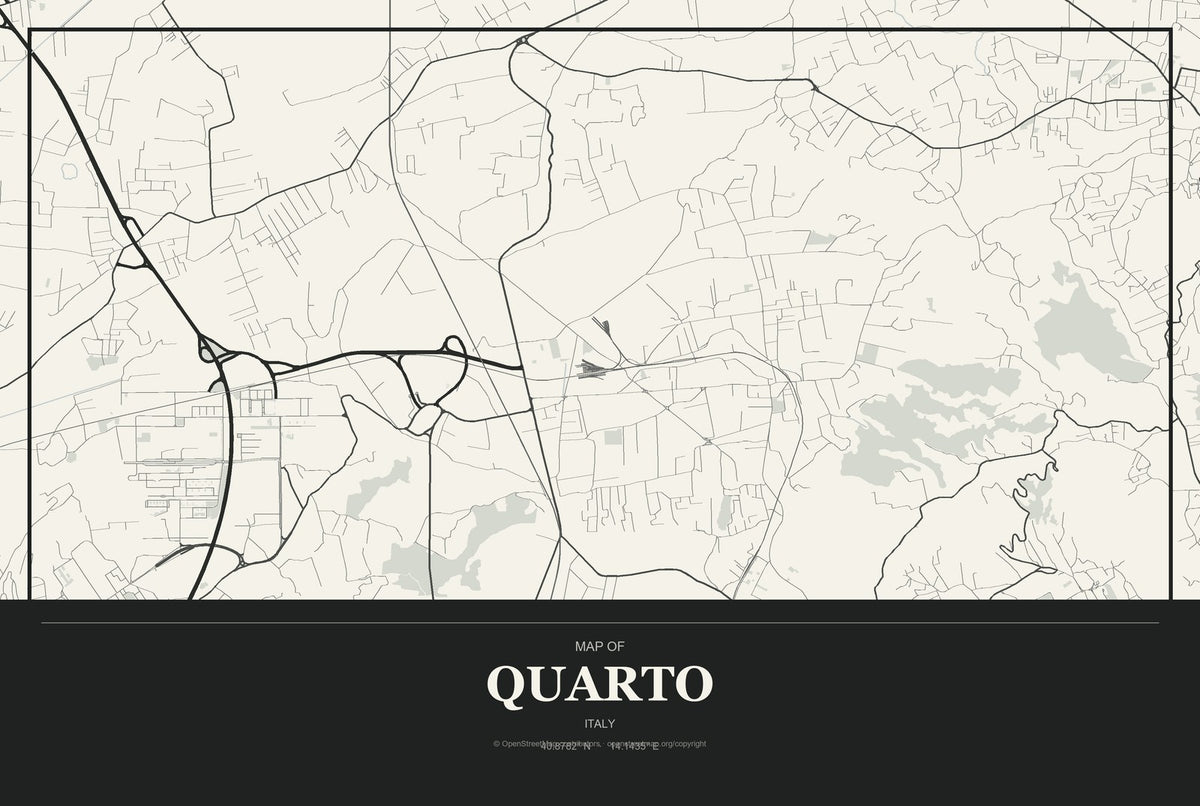 Quarto, Italy City Map Aluminum Sign in Museum Plaque style