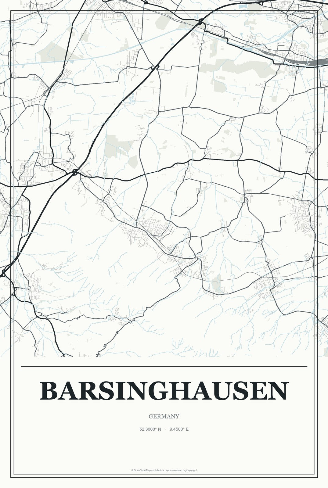 Barsinghausen, Germany City Map Aluminum Sign in Gallery Air style
