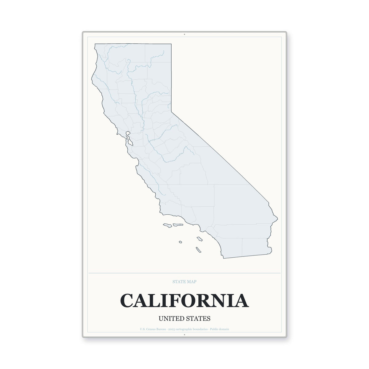 California state map aluminum sign in Gallery Air style