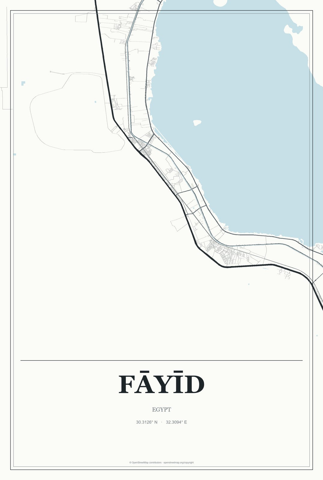 Fāyīd, Egypt City Map Aluminum Sign in Gallery Air style